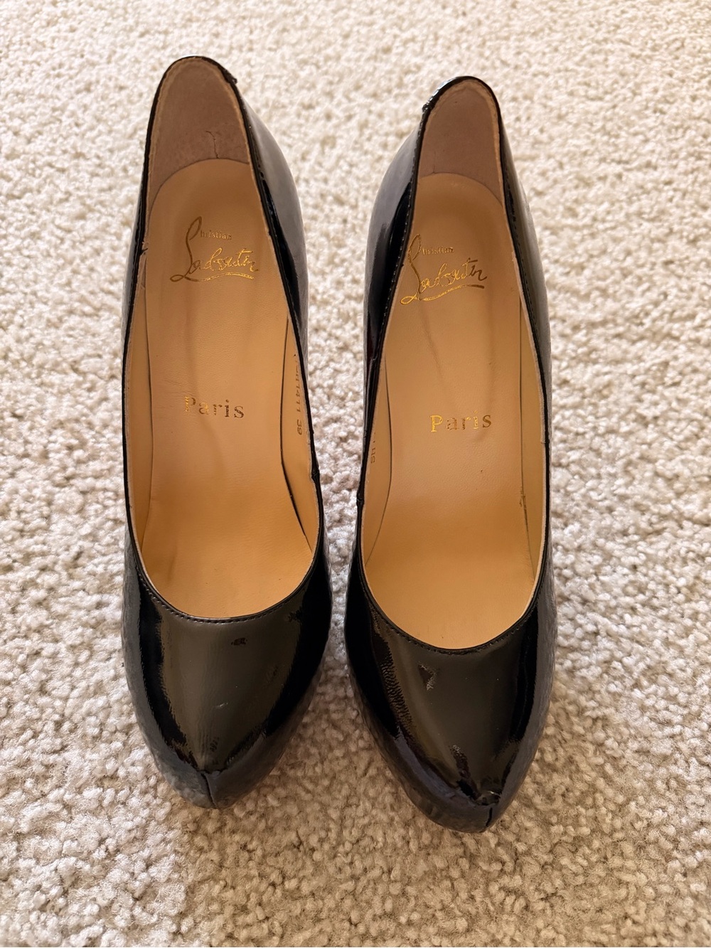 Christian Louboutin Black Patent Pointed-Toe Pumps